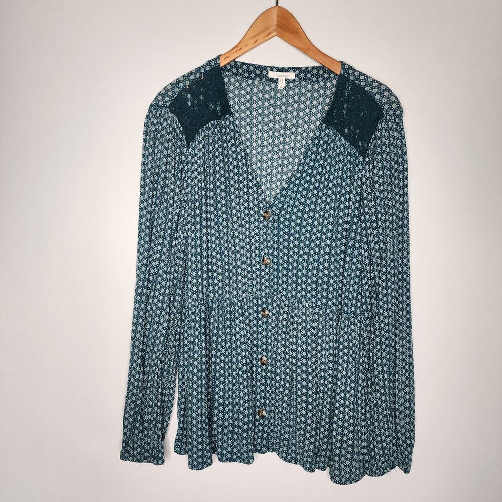 🌻3 for $18 Maurices Green Boho Peasant Blouse Women's Size XL
